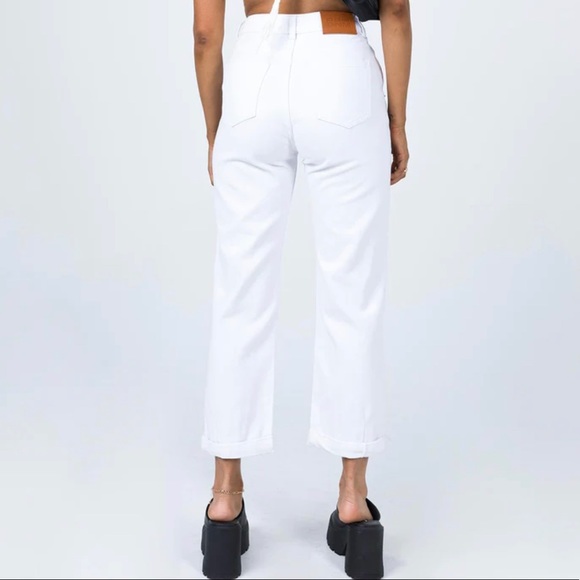 Princess Polly Jerry Denim White High Rise Straight Leg Jeans Size 6 - Picture 3 of 10
